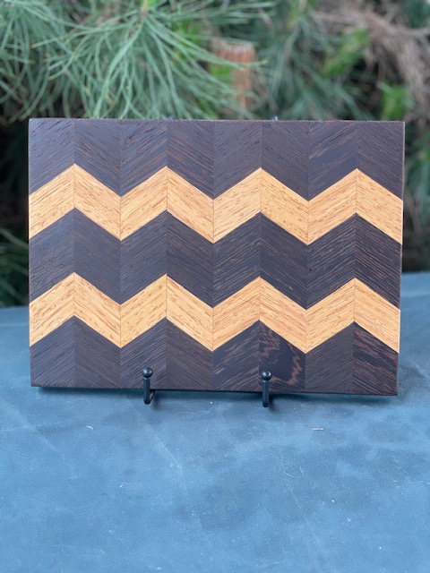 black wenge and white wenge built in a chevron style