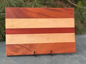 cutting board, three colored woods
