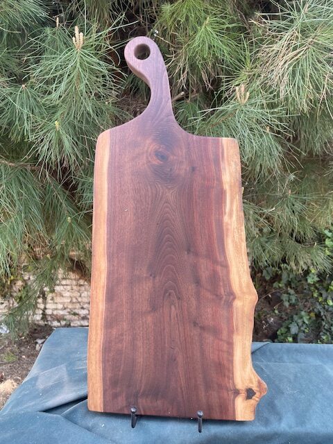 live edge black walnut claro loop handle