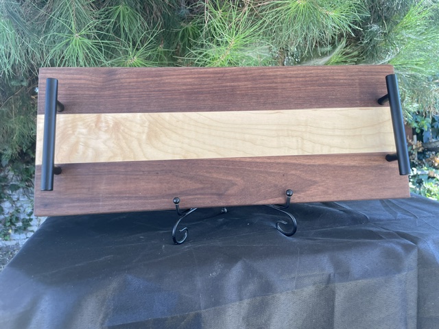 multi wood, tray, post handles
